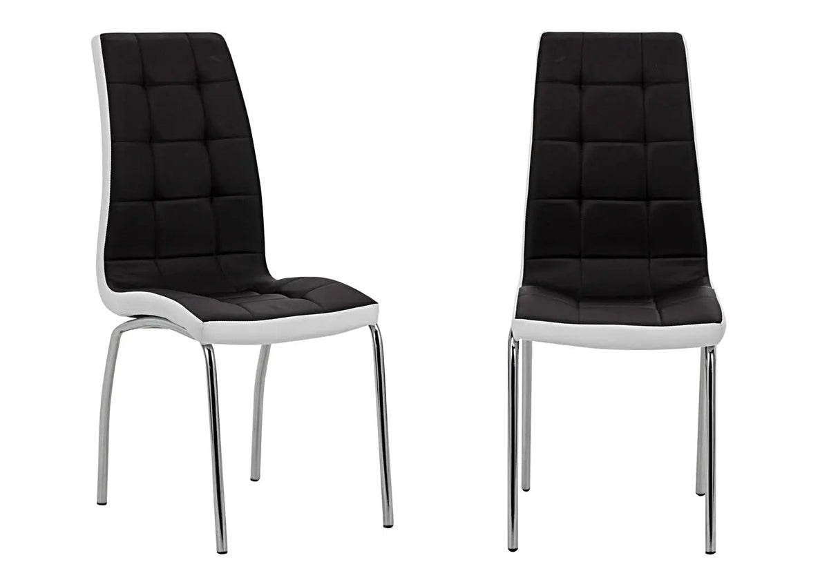 Lot de 6 chaises capitonnées simili noir et blanc | Saga