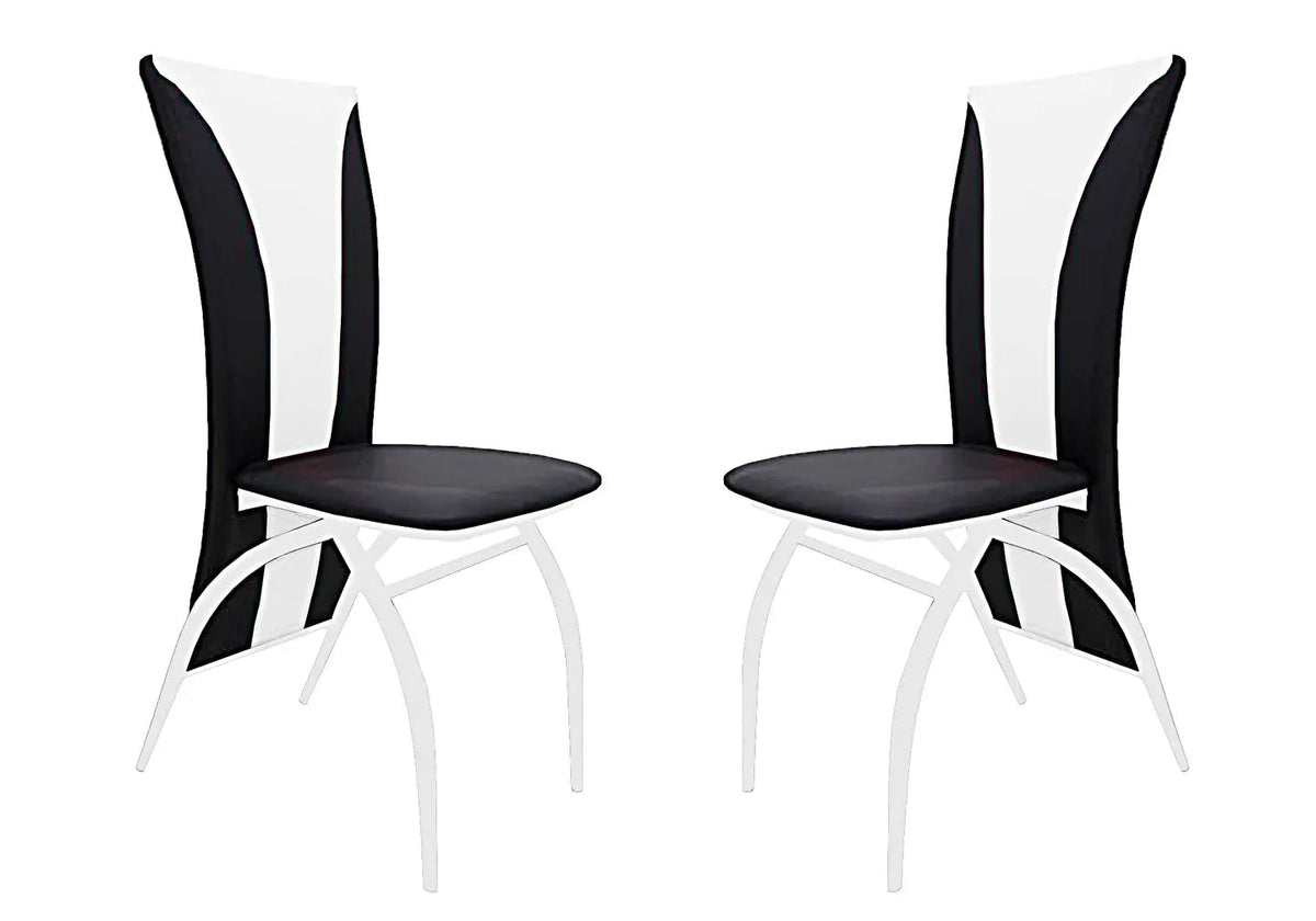 Lot de 6 chaises simili blanc et métal chromé | Tide