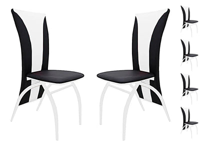 Lot de 6 chaises simili blanc et métal chromé | Tide
