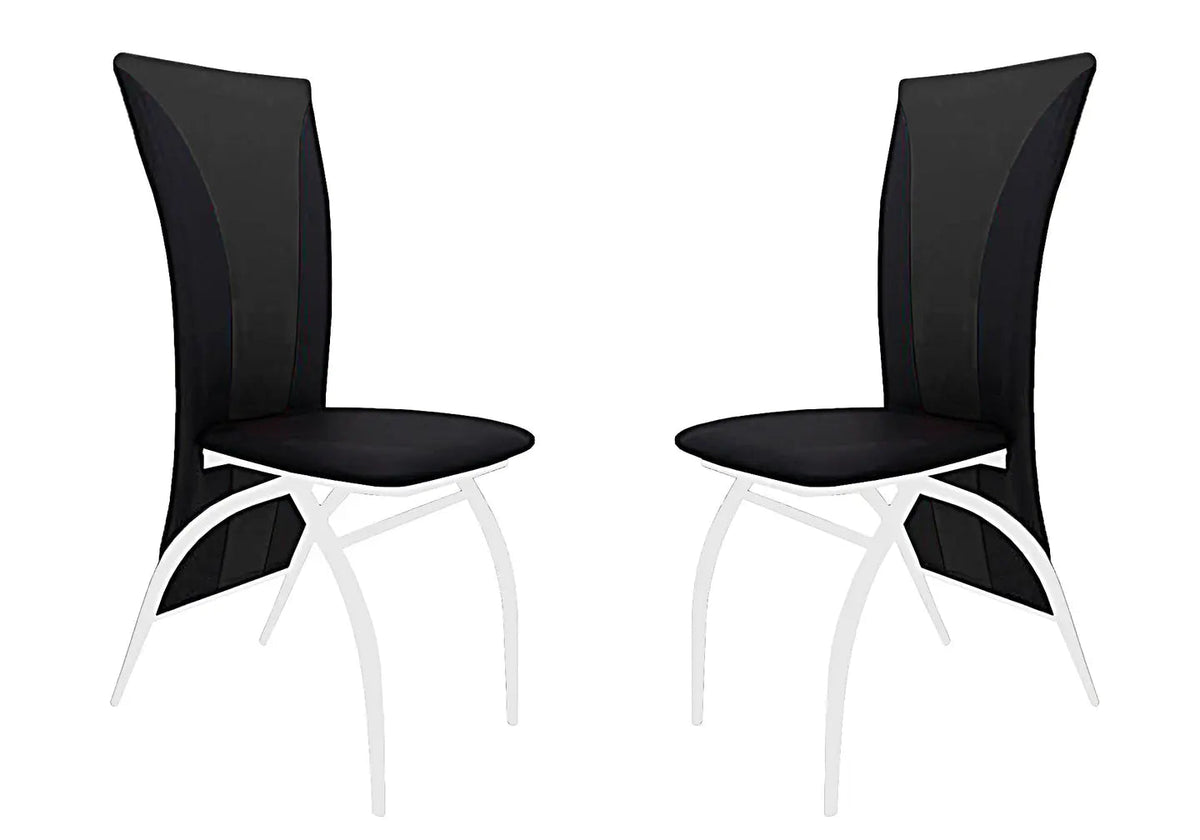 Lot de 6 chaises modernes simili noir et chromé | Tide