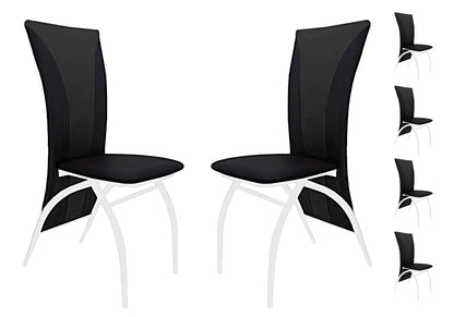 Lot de 6 chaises modernes simili noir et chromé | Tide