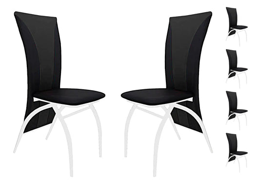 Lot de 6 chaises modernes simili noir et chromé | Tide