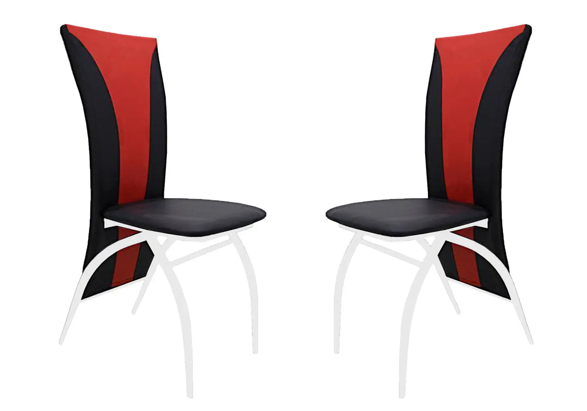 Lot de 6 chaises simili rouge et métal chromé | Tide