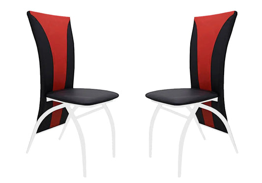 Lot de 6 chaises simili rouge et métal chromé | Tide