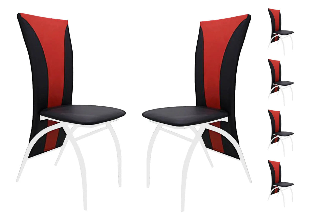 Lot de 6 chaises simili rouge et métal chromé | Tide