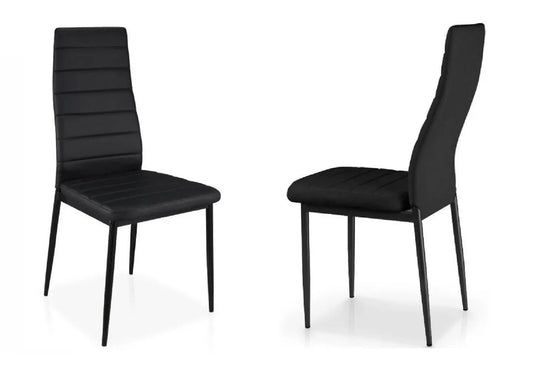 Lot de 6 chaises modernes simili-cuir noir | Evo