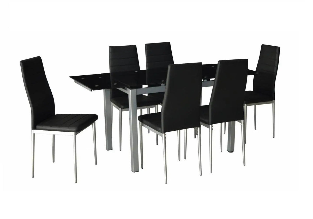 Lot de 6 chaises modernes simili-cuir noir | Evo