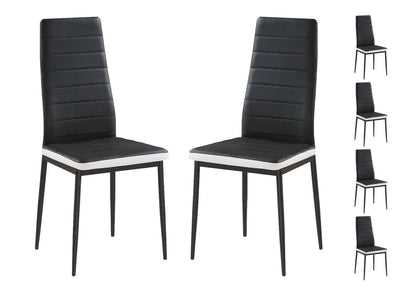 Lot de 6 chaises simili-cuir noir et blanc | Evo