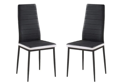 Lot de 6 chaises simili-cuir noir et blanc | Evo