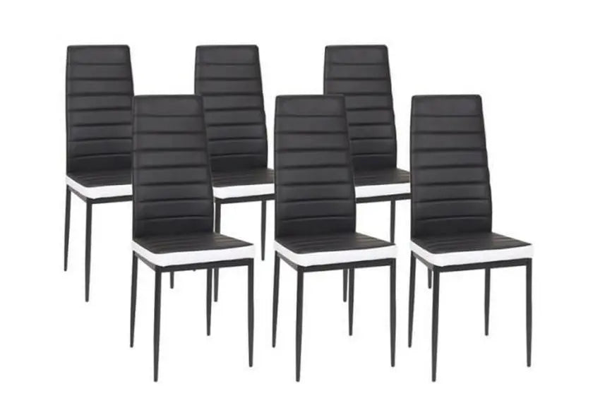 Lot de 6 chaises simili-cuir noir et blanc | Evo