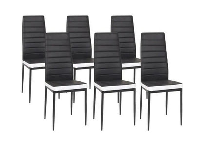 Lot de 6 chaises simili-cuir noir et blanc | Evo