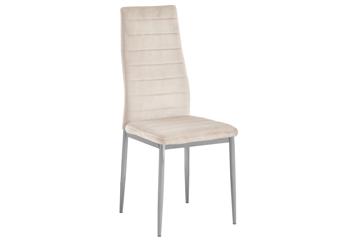 Lot de 6 chaises en beige à pieds argentés | Evo
