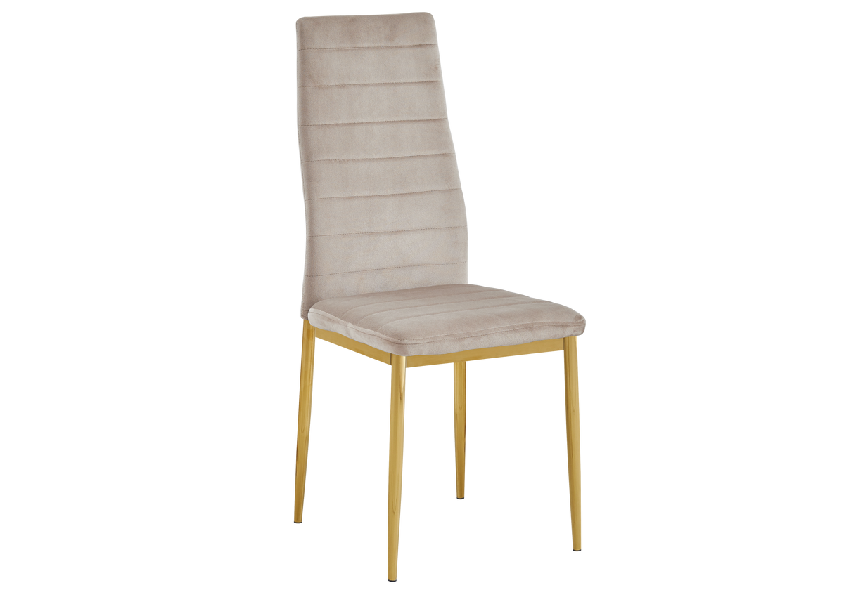 Lot de 6 chaises en taupe et pieds dorés | Evo