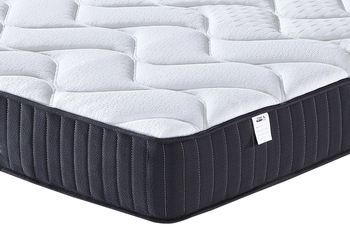 Ensemble lit capitonné taupe et matelas ressorts | Cora