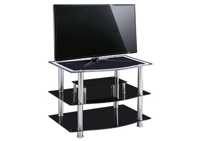 Meuble tv design en métal chromé et verre noir | Pico