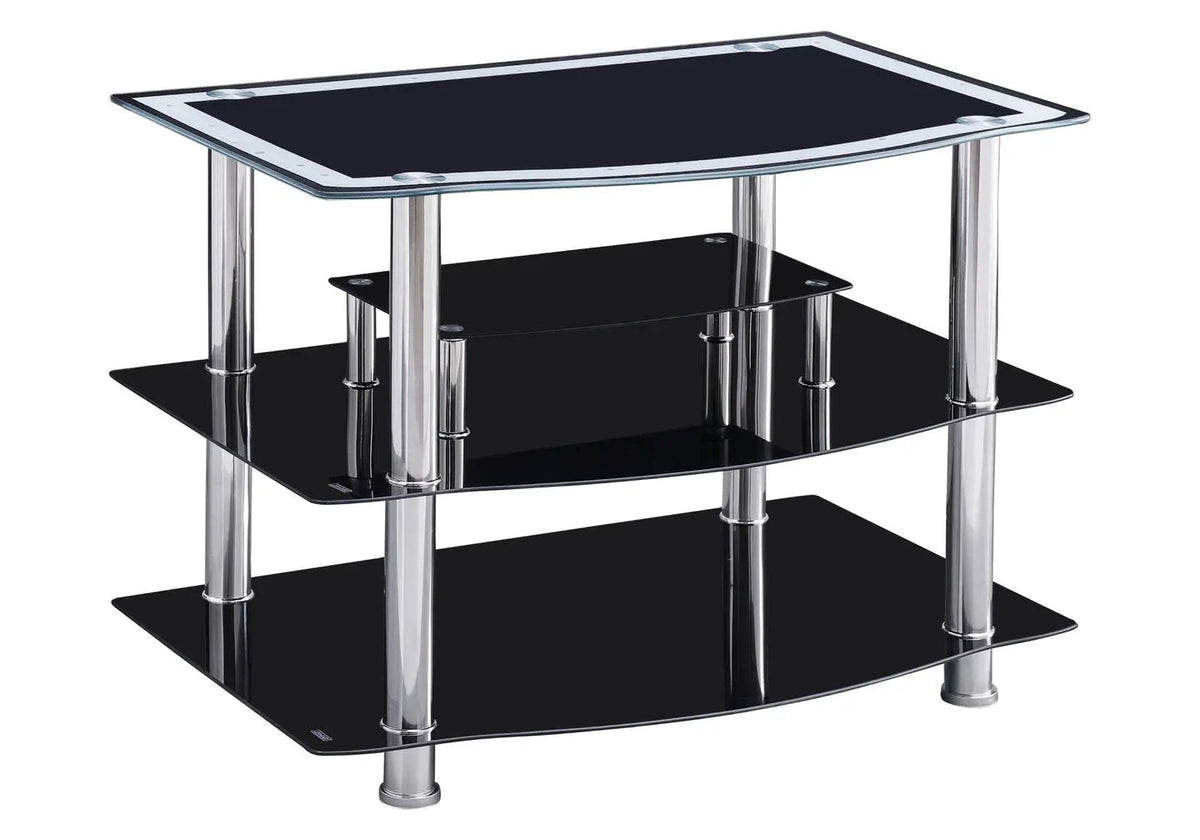 Meuble tv design en métal chromé et verre noir | Pico