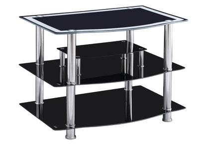 Meuble tv design en métal chromé et verre noir | Pico
