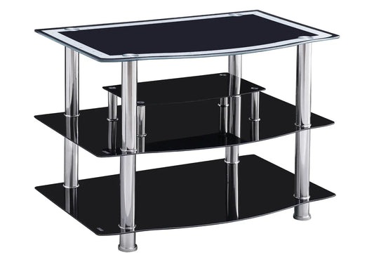 Meuble tv design en métal chromé et verre noir | Pico