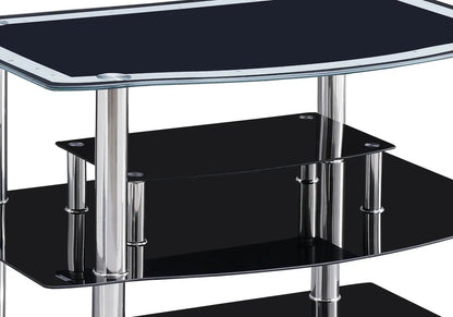 Meuble tv design en métal chromé et verre noir | Pico
