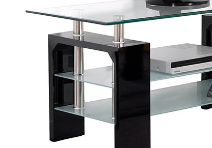 Meuble tv design verre trempé laqué noir | Elora