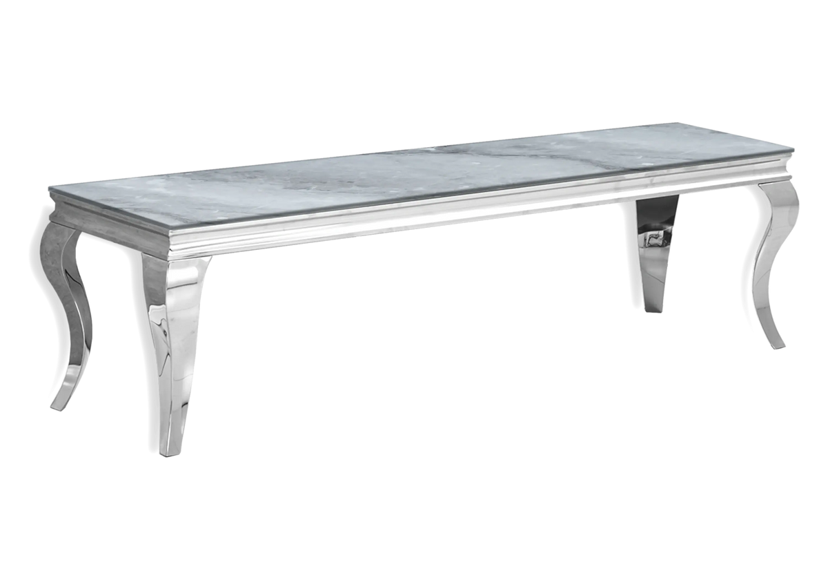 Meuble tv marbre gris et argent pour salon | Halo