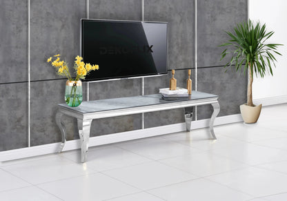Meuble tv marbre gris et argent pour salon | Halo
