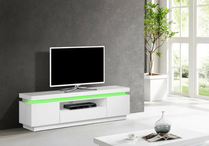 Meuble tv laqué blanc avec éclairage led rgb | Nori