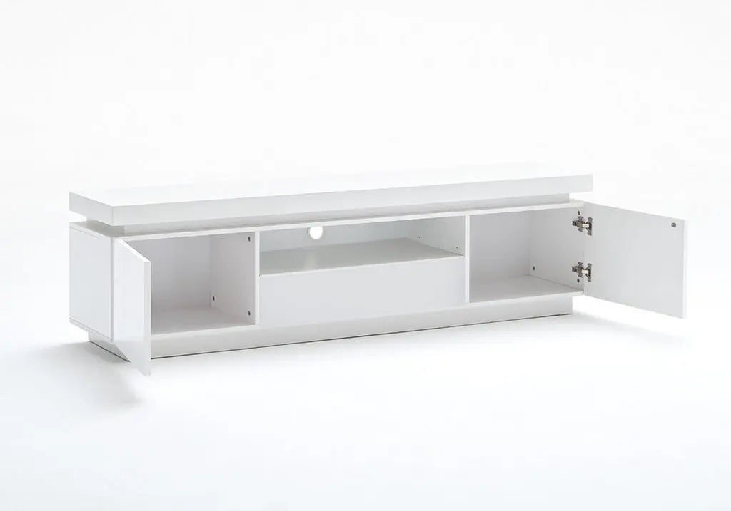 Meuble tv laqué blanc avec éclairage led rgb | Nori