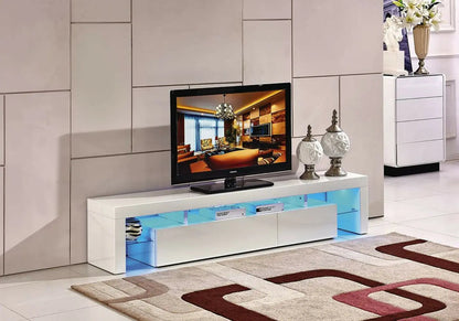 Meuble tv moderne laqué blanc avec led rgb | Lumina