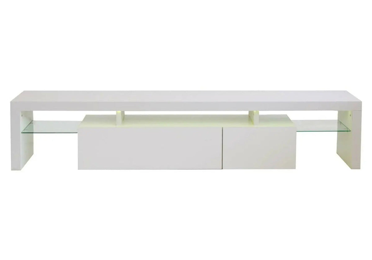Meuble tv moderne laqué blanc avec led rgb | Lumina