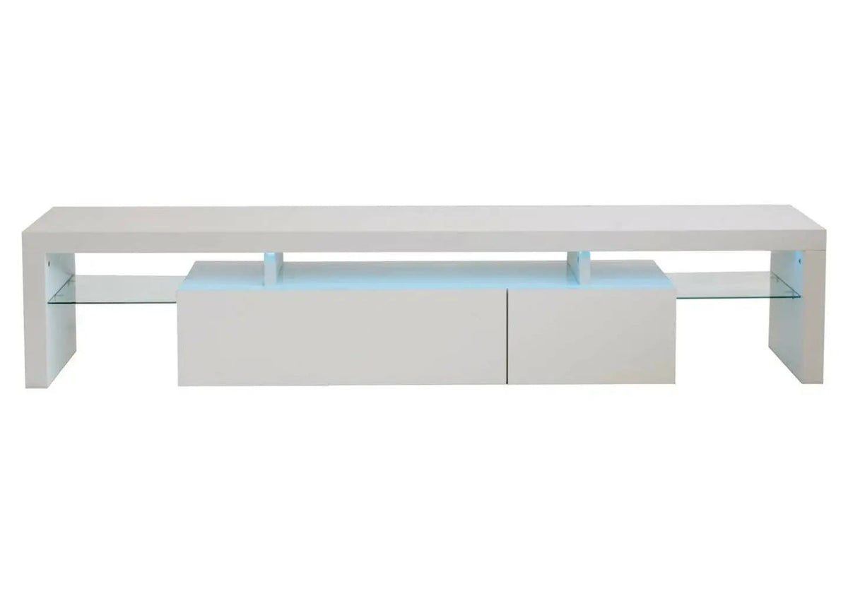 Meuble tv moderne laqué blanc avec led rgb | Lumina