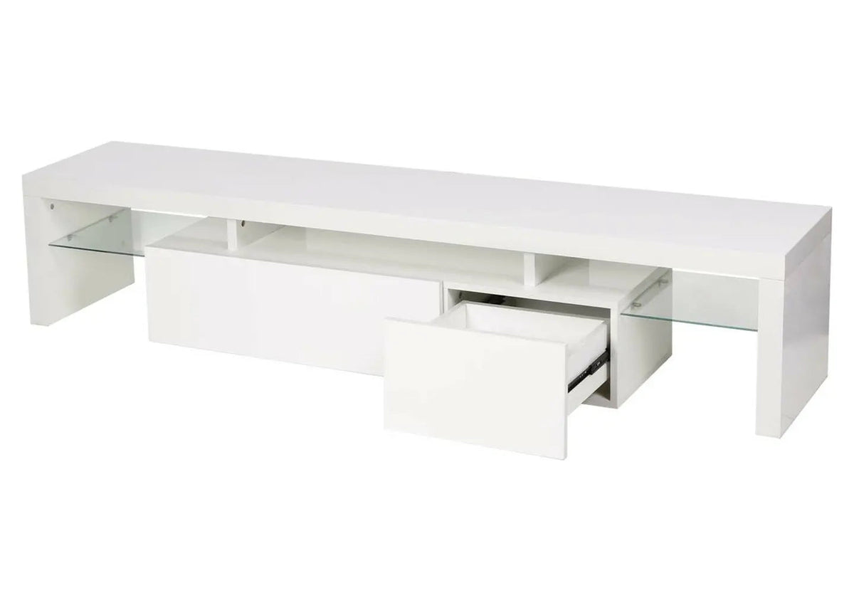 Meuble tv moderne laqué blanc avec led rgb | Lumina