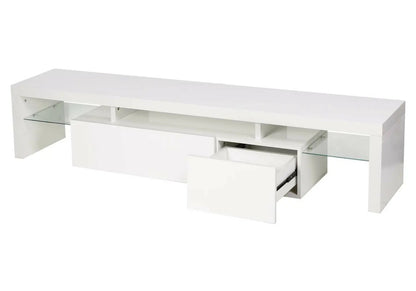 Meuble tv moderne laqué blanc avec led rgb | Lumina