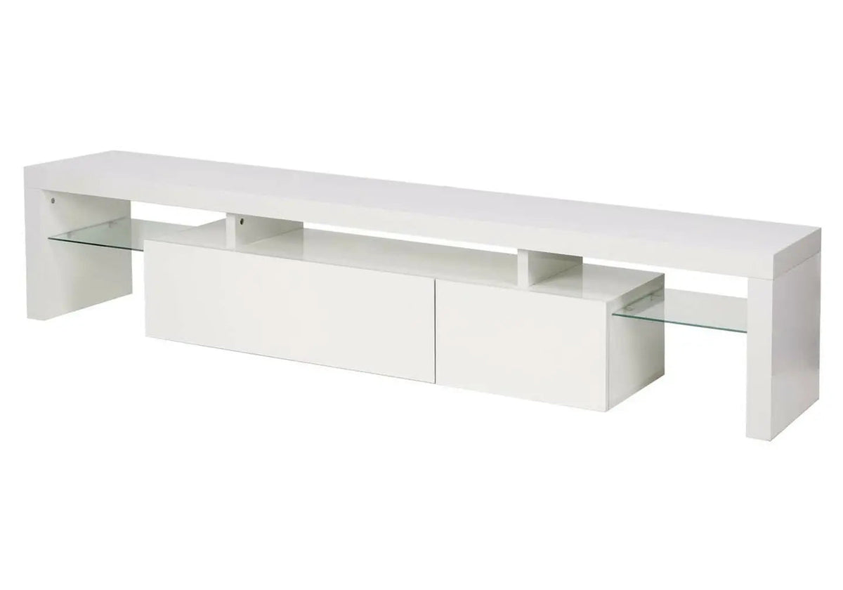 Meuble tv moderne laqué blanc avec led rgb | Lumina