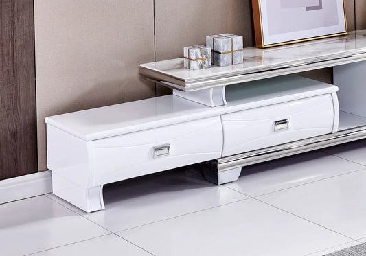 Meuble banc tv marbre beige contemporain | Korva