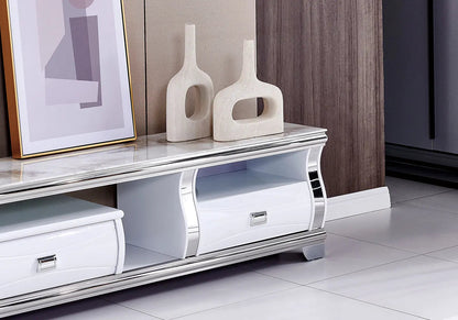 Meuble banc tv marbre beige contemporain | Korva