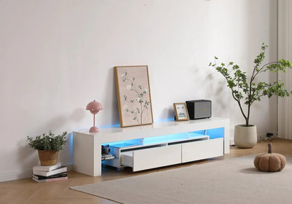 Meuble banc tv blanc avec led pour salon moderne | Zylo