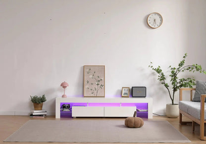 Meuble banc tv blanc avec led pour salon moderne | Zylo