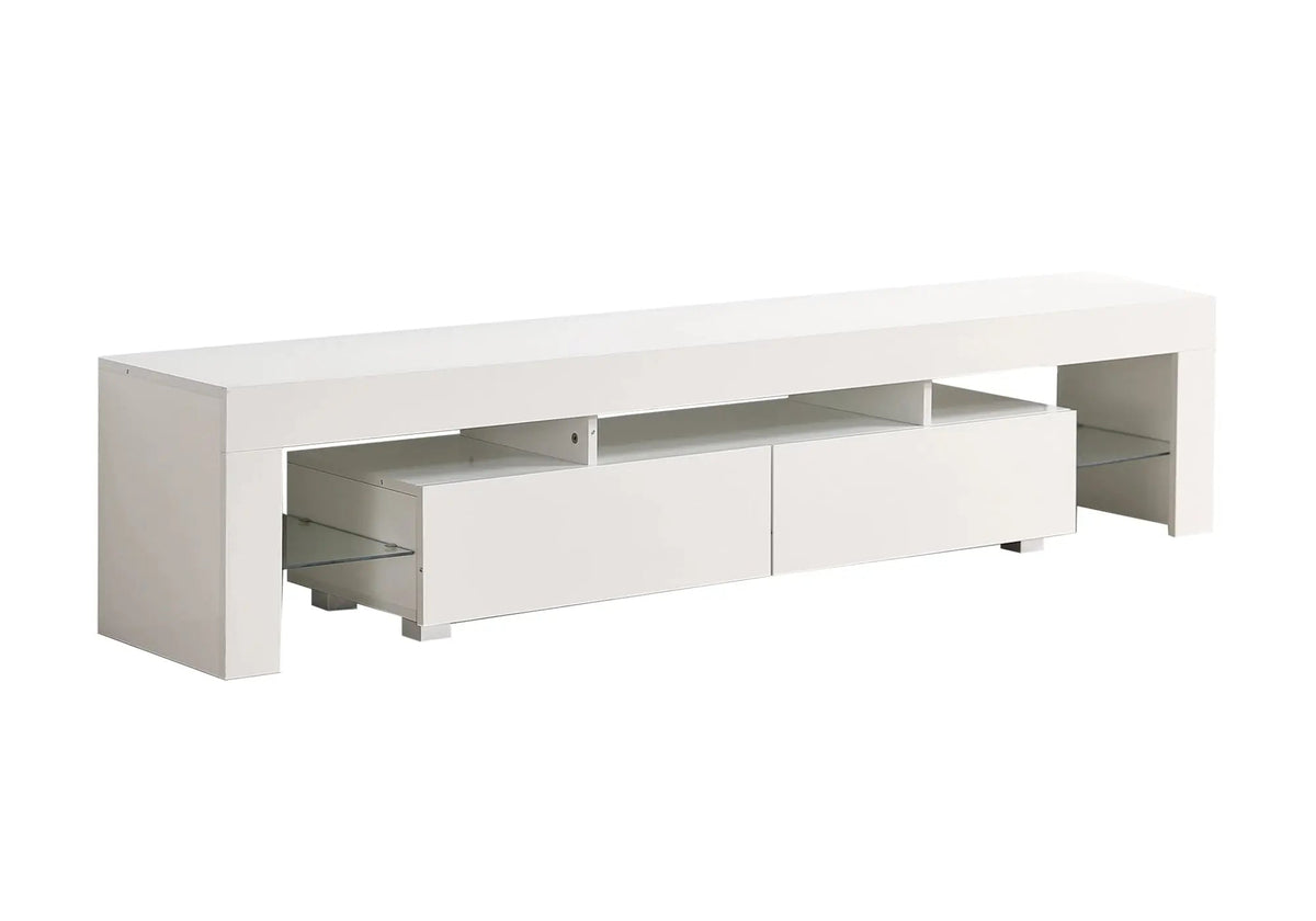Meuble banc tv blanc avec led pour salon moderne | Zylo