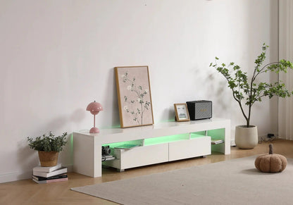 Meuble banc tv blanc avec led pour salon moderne | Zylo