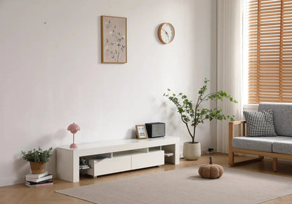 Meuble banc tv blanc avec led pour salon moderne | Zylo