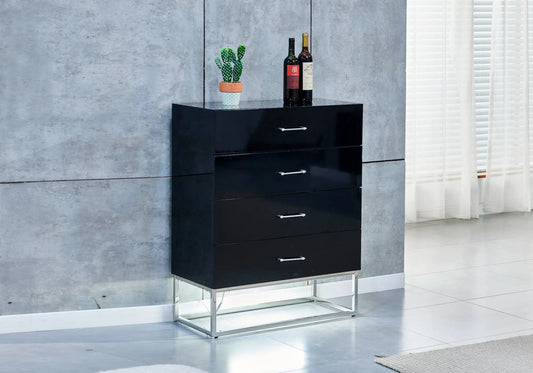 Meuble de rangement de salon laqué noir et argent | Zumi