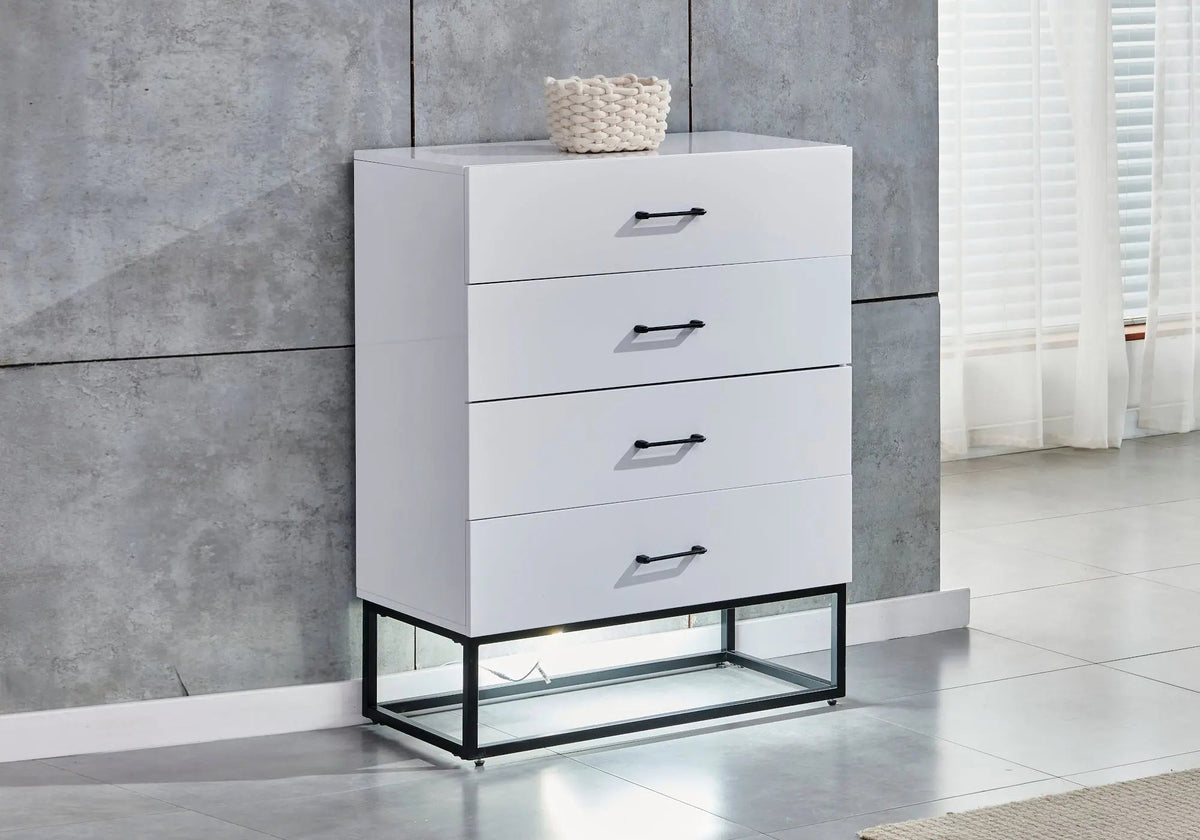 Meuble de rangement laqué blanc avec éclairage led | Zumi