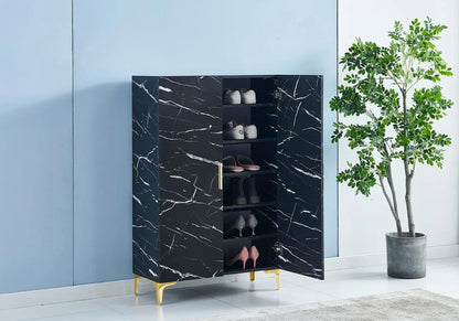 Meuble de rangement 2 portes finition marbre noir | Gala