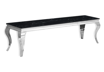 Meuble tv design marbre noir et métal argent | Halo