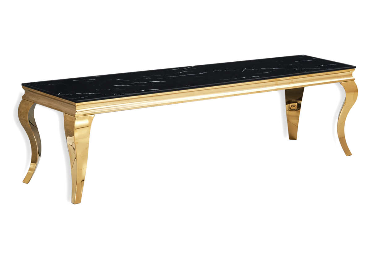 Meuble tv design marbre noir et métal doré | Halo