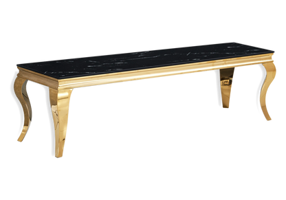 Meuble tv design marbre noir et métal doré | Halo