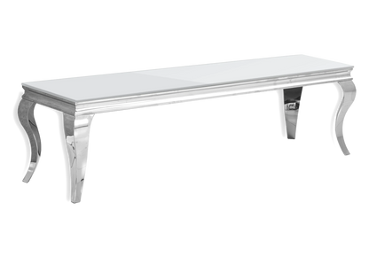 Meuble tv design verre blanc et métal argenté | Halo