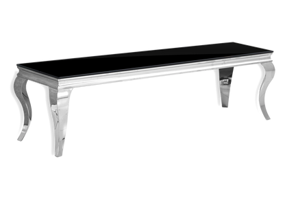 Meuble tv design verre noir et métal chromé | Halo