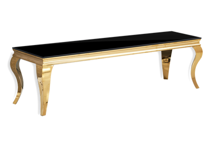 Meuble tv design verre noir et métal doré | Halo